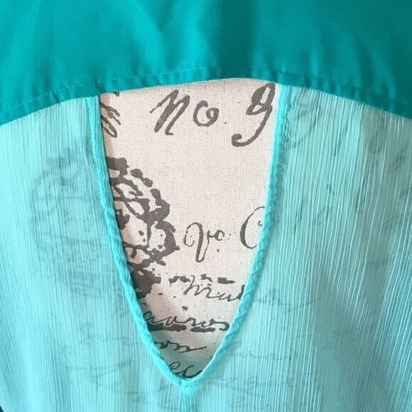 Bongo large aqua Blouse women’s long sleeve - Picture 4 of 16